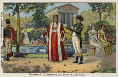 Napoleon Bonaparte Establishing the Napoleonic Code at the Chateau de Malmaison, France, 1804 by French School