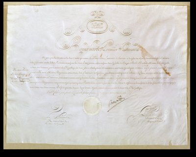 Napoleon Bonapartes authorization for the purchase of Louisiana by the United States, 30th April 1803 by French School