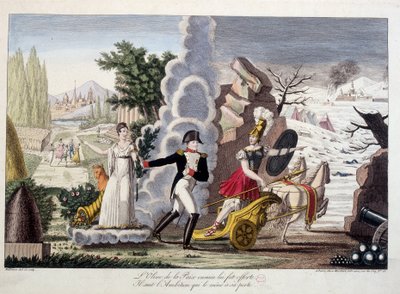 Napoleon I Between War and Peace, circa 1815 - Napoleon between war and peace - The olive of peace in vain was offered to him, he follows the ambition that led him to his loss - in “Napoleon 1er”, a dummy collection of cartoons by French School