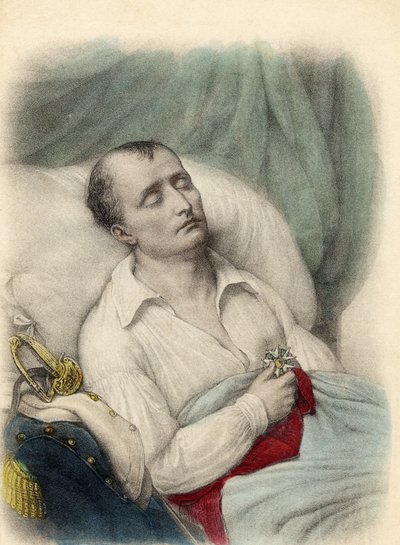 Napoleon I on His Death Bed Holding the Cross of the Legion of Honour to His Heart, St. Helena, 1821 by French School