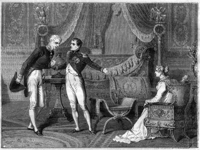 Napoleon, His Wife Marie-Louise and Prince Metternich Talking by French School