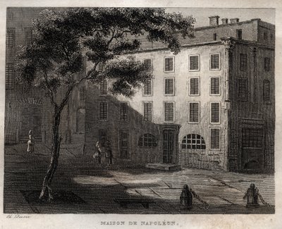 Native house of Napoleon Bonaparte in Ajaccio (Corsica) - Birthplace of Napoleon Bonaparte in Ajaccio, Corsica - Engraving from 
