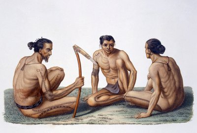 Natives of the Island of Oualan, Caroline Islands Archipelago, 1826 by French School