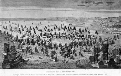Naval Battle on the Mediterranean Sea, Won by the Naval Army of France at the Orders of the Marquis de La Galissonnière, Over That of England Commanded by Admiral Bink, May 20 by French School
