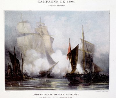 Naval Combat in Front of Boulogne - in The Naval Battles of Napoleon by French School