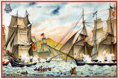 Battle of Navarino on October 28 by French School