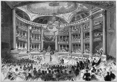 Neo classical architecture: view of the hall of the Grand Theatre of Bordeaux (1773-1780) on the occasion of the ball given for the visit of Emperor Napoleon III and the Impress Eugenie de Montijo. Bordeaux, Gironde (33) by French School