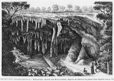 New Caledonia, Isle of Pines, Kouaouete, Manguemene Grotto, Illustration from the Bulletin Les Missions Catholiques, After a Pen & Ink Drawing of a Deportee, 1893 by French School