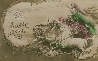 New Year greeting card, 1913 by French School