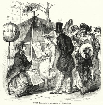 Newspaper stand on a public thoroughfare by French School