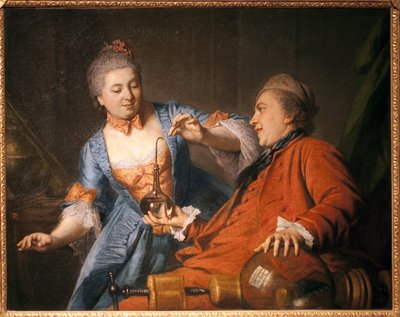 Nicolas Bergeat and Madame de Maisoncel doing an experiment in physics by French School