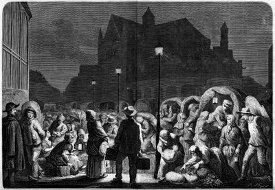 Night supply of the Paris halls, near the church of Saint Eustache by French School