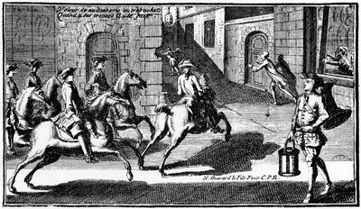 Night Thief Pursued by the Watchman (engraving) by French School