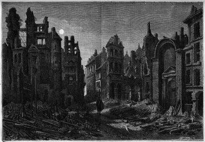 Night View of the Ruins of the Latin Quarter in Paris by French School
