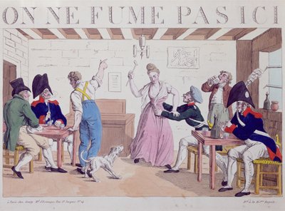 No Smoking caricature against the presence of the Allied Troops in Paris, 1815 by French School