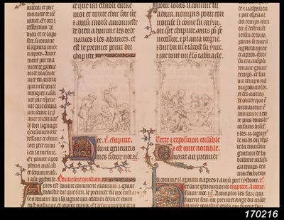 Noah in the Vineyard and the Drunkenness of Noah, from The Bible of Jean Sy, c.1355 by French School