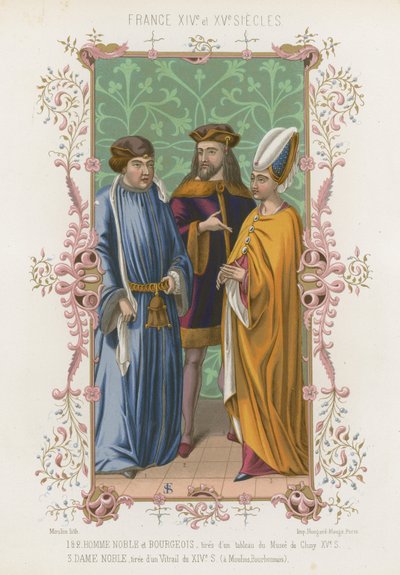 Nobleman, Bourgeoisie and a noblewoman by French School
