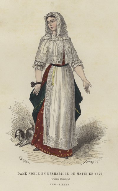 Noblewoman in morning gown, 1676 by French School