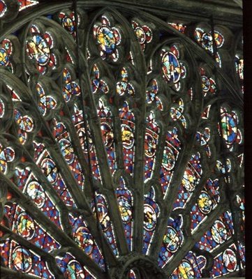 North Rose window depicting saints, kings, apostles and the angelic choir, mid-13th century (detail) by French School