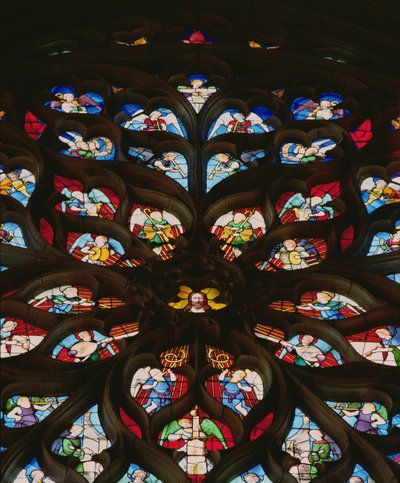 North rose window depicting musical angels (detail) by French School