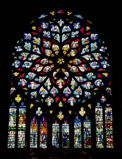 North transept rose window depicting Psalm 150 by French School