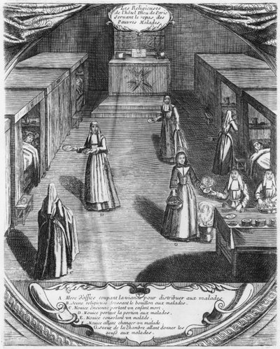 Nuns Serving Food to the Patients at the Hospital of Hotel Dieu in Paris by French School