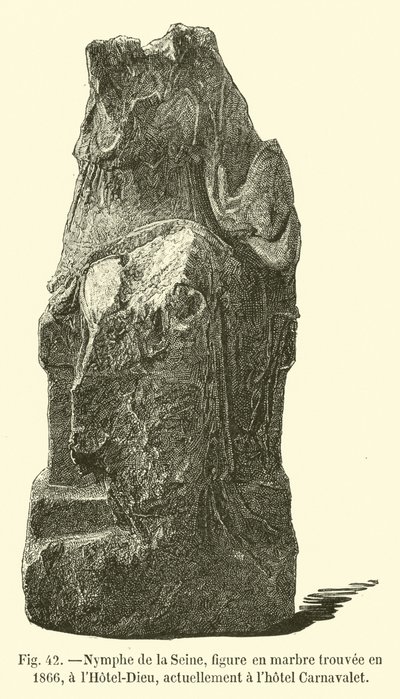 Nymph of the Seine, marble figure found in 1866, at Hotel-Dieu, currently at the Carnavalet Hotel by French School