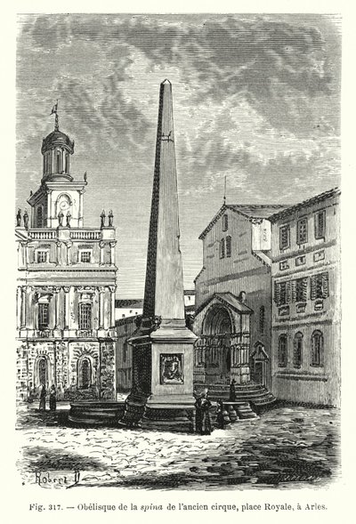 Obelisk of the Spina of the Ancient Circus, Royal Square, Arles by French School