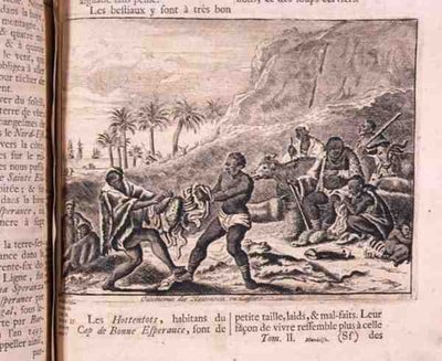Oeconomy of the Hottentots or Caffers, from Johann Albert Mandelso