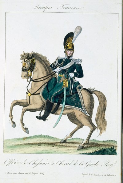 Officer of the Royal Horse Guards, from Troupes Francaises, pub. chez Basset, Paris, c.1790 by French School