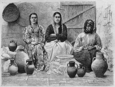 Oil merchants at Jerusalem, from La Syrie daujourdhui. Voyages dans la Phenicie, le Liban et la Judee. 1875-1880 by Louis Charles Emile Lortet, 1884 by French School