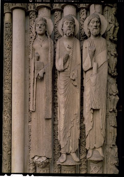 Old Testament figures, from the north embrasures of the central door of the Royal Portal of the west facade by French School