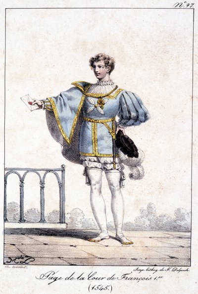 One page engraving at the court of Francois I circa 1545 by French School