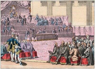 Opening of the Estates General in Versailles on 5 May 1789 bringing together the Three Orders (the Clergy, the Nobility and the Third Estate) - Engraving of the end of the 19th century in “Nos Gires Nationales” by French School