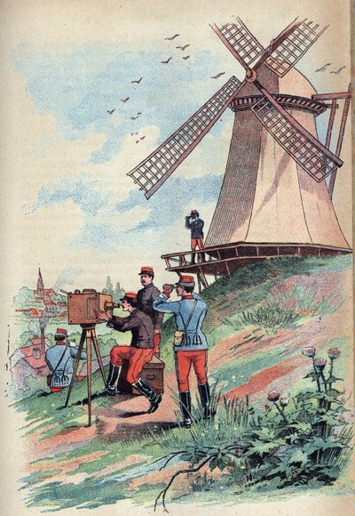 Optical telegraph - The Optical Telegraph or Telegraph Chappe in the 19th century - Engraving in “Sciences brought to the grasp of all - Popular physics and chemistry” by Alexis Clerc - Late 19th century - Private collection by French School