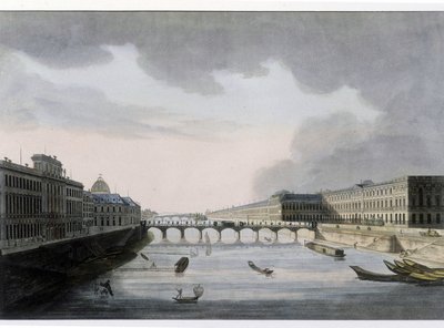 Optical view of Paris: the Pont des Arts around 1810, city of Paris by French School