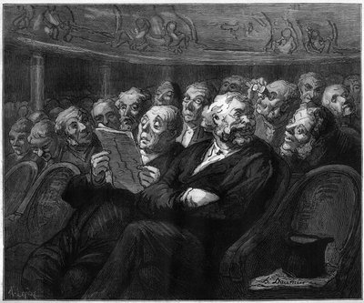 Orchestra chairs. Cartoon by Honore Daumier. Engraving in Le Monde Illustré n°1101 of May 4 by French School