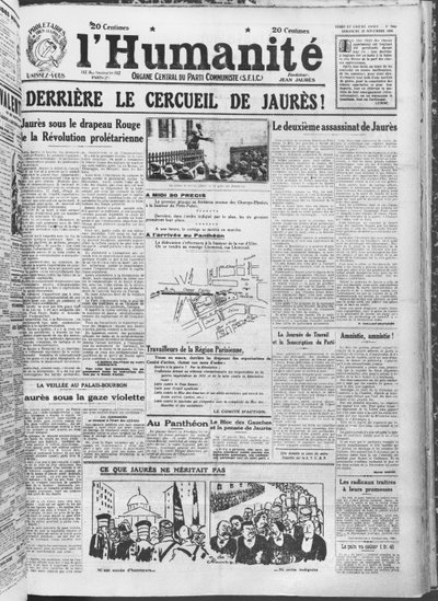 Organizing the transfer of Jean Jaures to the Pantheon, Paris, from L