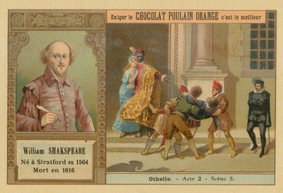 Othello, Chocolat Poulain Orange Trade Card by French School