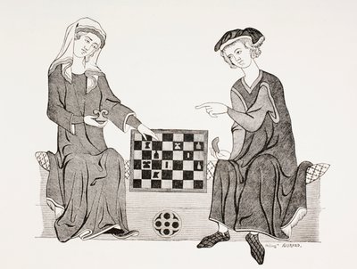Othon IV, Marquis of Brandenburg, playing chess with his wife Hedwige de Habsbourg by French School
