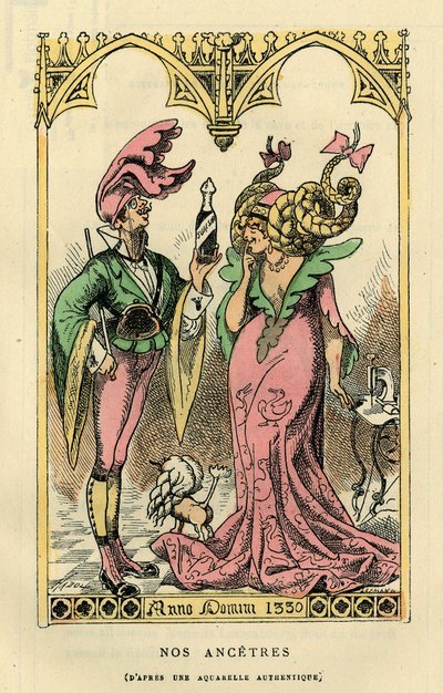 Our Ancestors, caricature after a watercolor of 1330. In Histoire de France Tintamarresque by Touchatout, Paris by French School