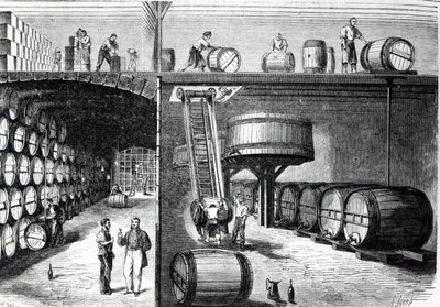 P. Morel et F. Souzac Cellars and Workshops in Bordeaux from Le Monde Illustre, 1864 by French School