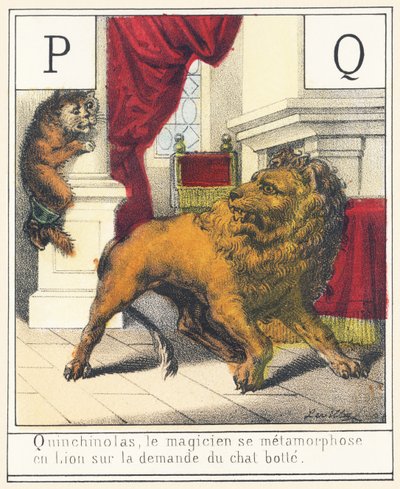 Quinchinolas, the Magician Metamorphoses into Lion at the Request of the Cat Boot by French School