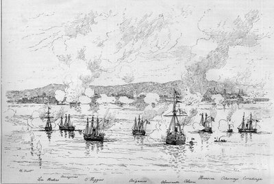 Pacific War (1879-1884) between Peru and Bolivia and Chile - April 22 by French School