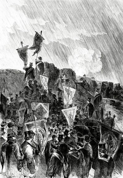 Pacifist Demonstration on the fortifications by Freemasons on 28 April, 1870 to demand the cessation of the bombardment of Paris by French School