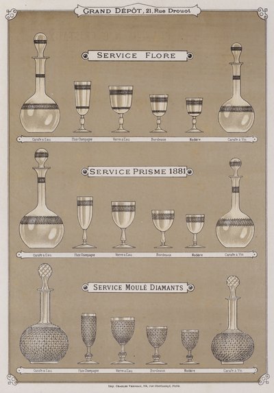 Page from the catalogue of the Grand Depot de Porcelaines, Faiences et Verreries by French School