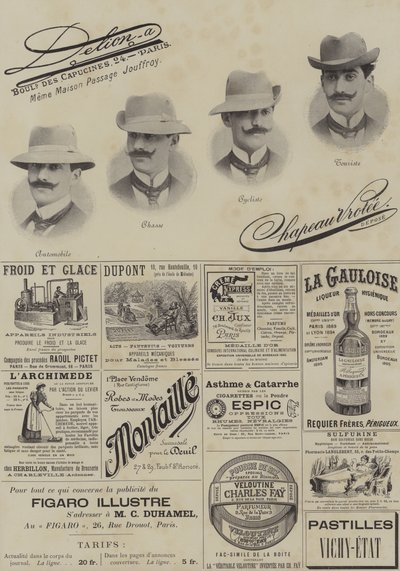 Page of advertisements from Le Figaro Illustre, December 1897 by French School