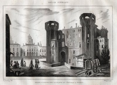Palace of Aosta on the Place du Chateau in Turin - Engraving from 