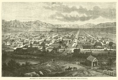 Panorama of the City of the Great Salt Lake (City of the Saints) (engraving) by French School