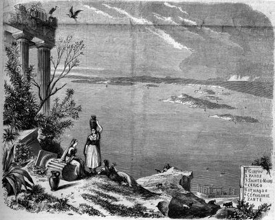 Panoramic view of the archipelago of the Ionian Islands from the Greek coast by French School